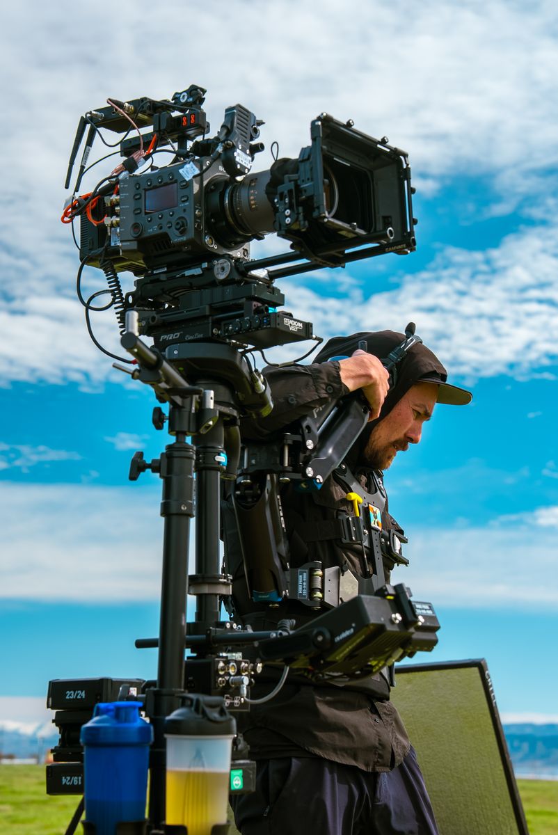 Steadicam rig against an open sky