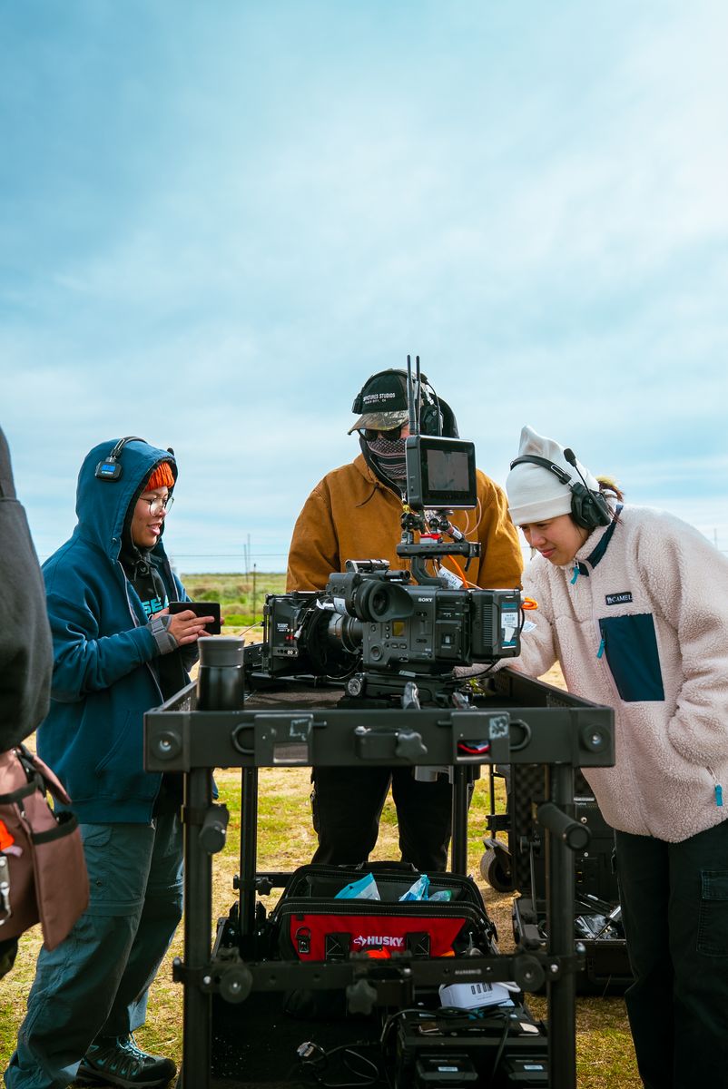 Camera team on a hillside