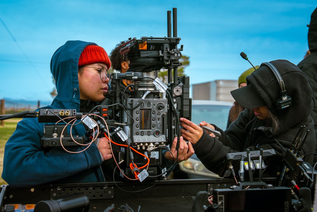 Camera build against an open sky