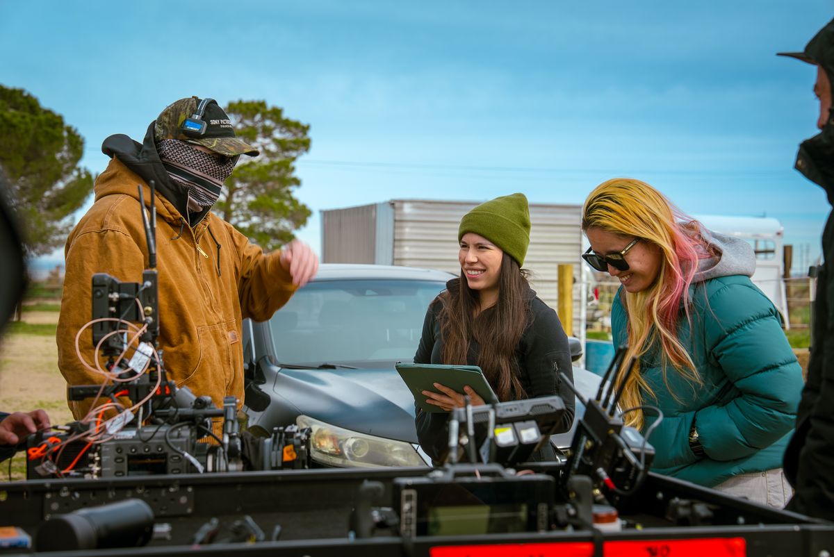 Working off the tailgate on location