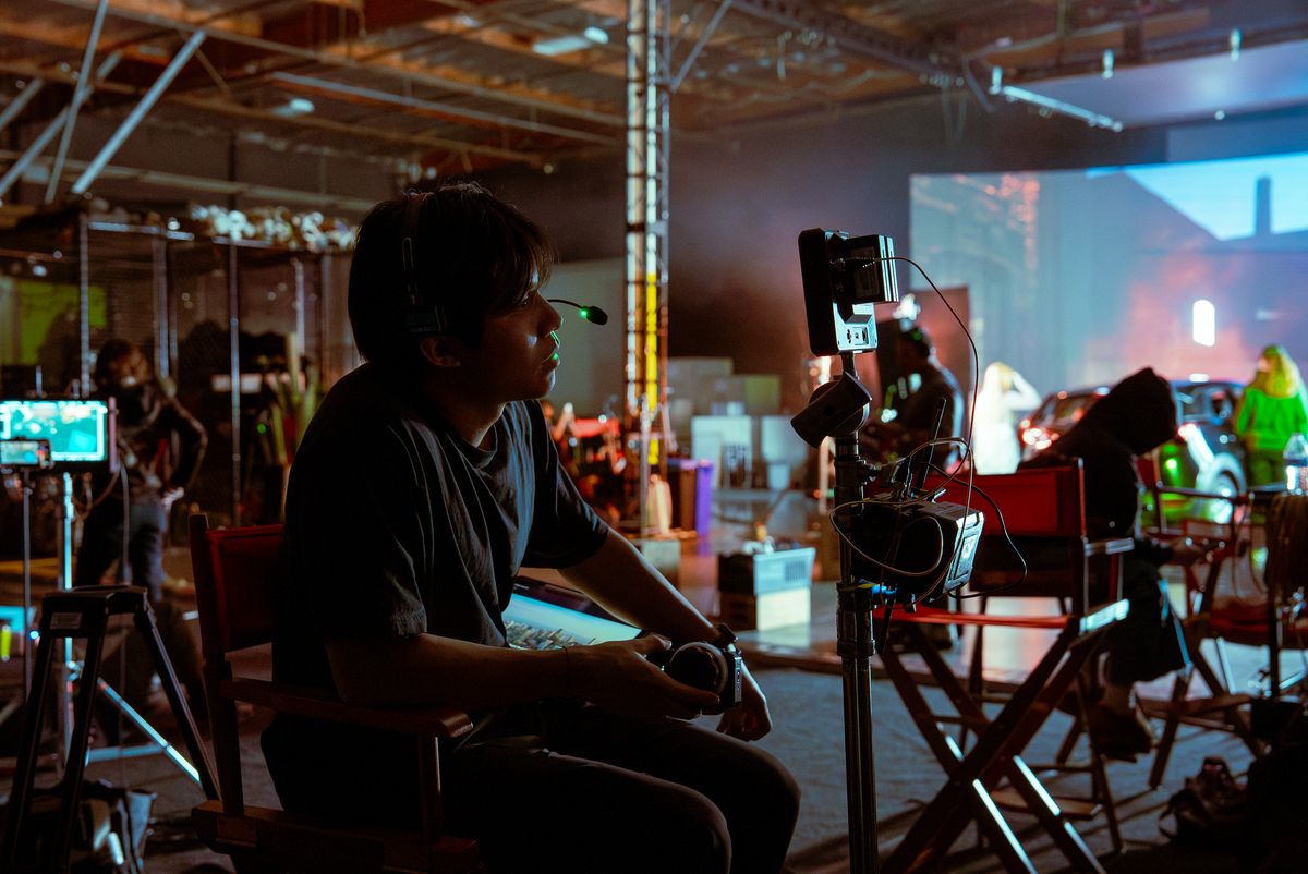 Monitors and mood on a night set